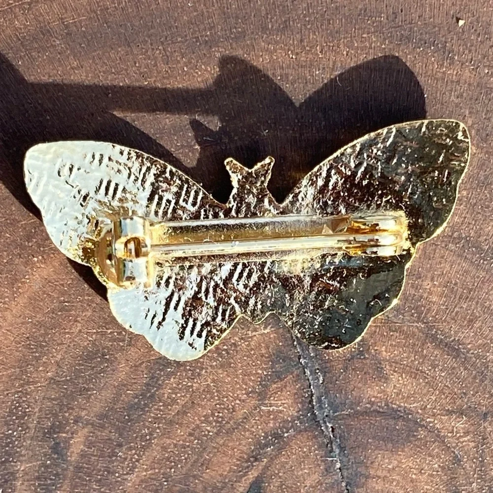 Vintage Cloisonne Gold Tone Enamel Painted Butterfly Pin Brooch